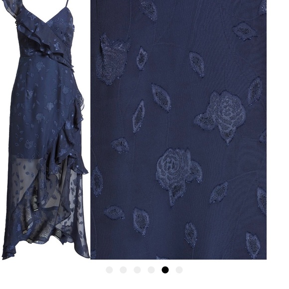 NWT! LuLus sleeveless dress overlayed in sheer lace features a high-low hemline - Picture 2 of 7